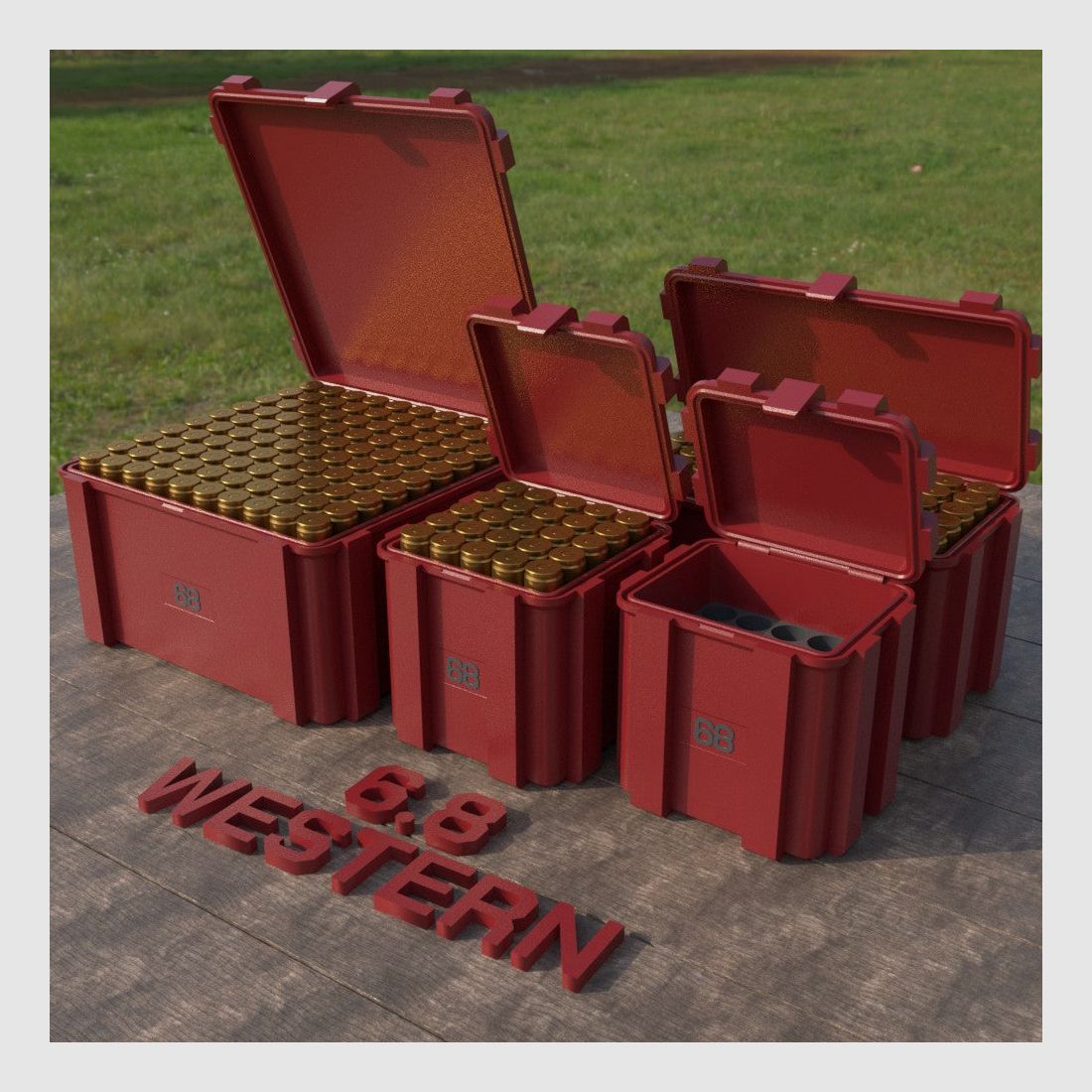 Filamelt Munitionsbox / 6.8 Western (Winchester/Browning) / ‘Klappdeckel’ / Patronenbox, Ammo Box