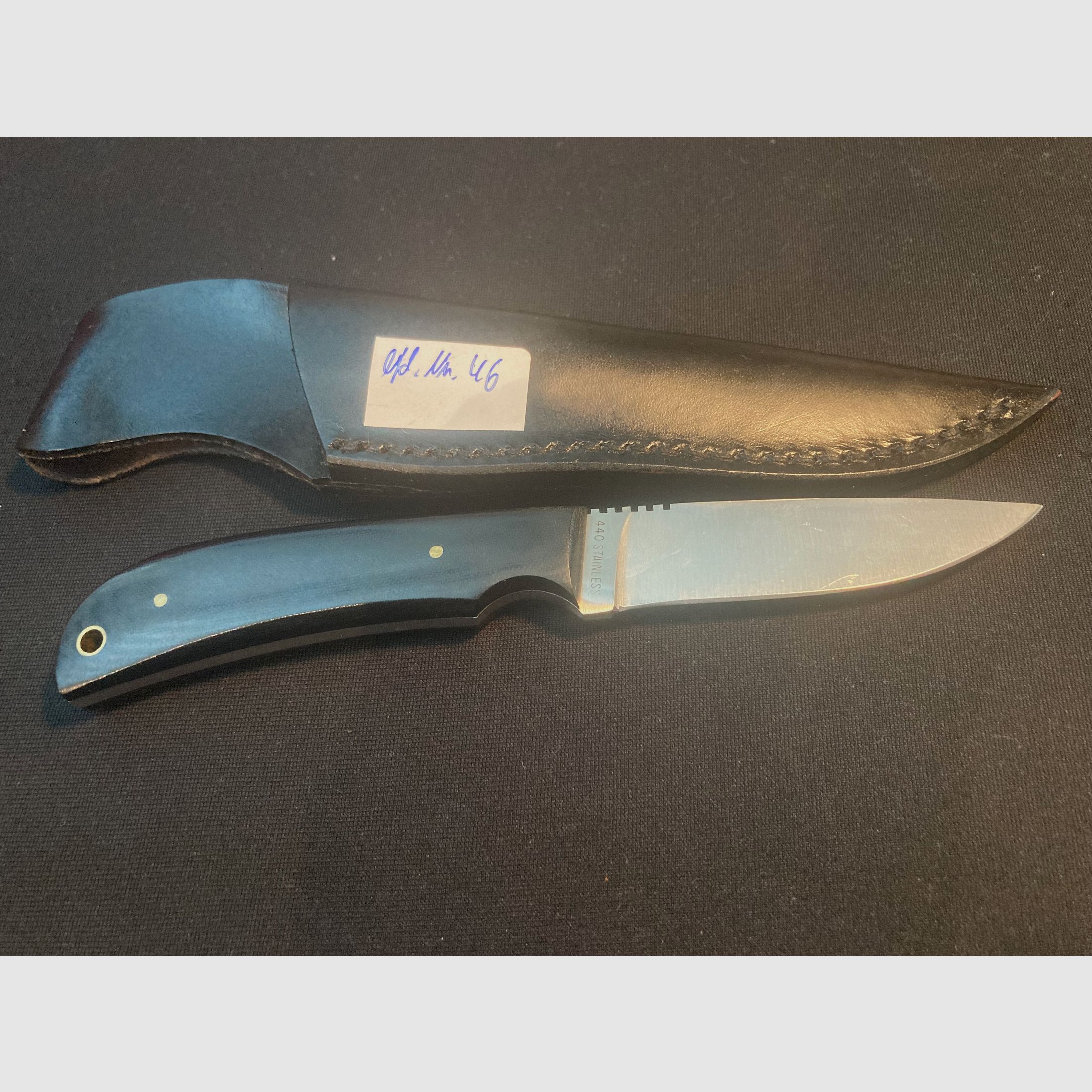 Couteau de ceinture Haller, couteau de chasse, couteau de pêche, étui en cuir noir, acier inoxydable 440, (46)