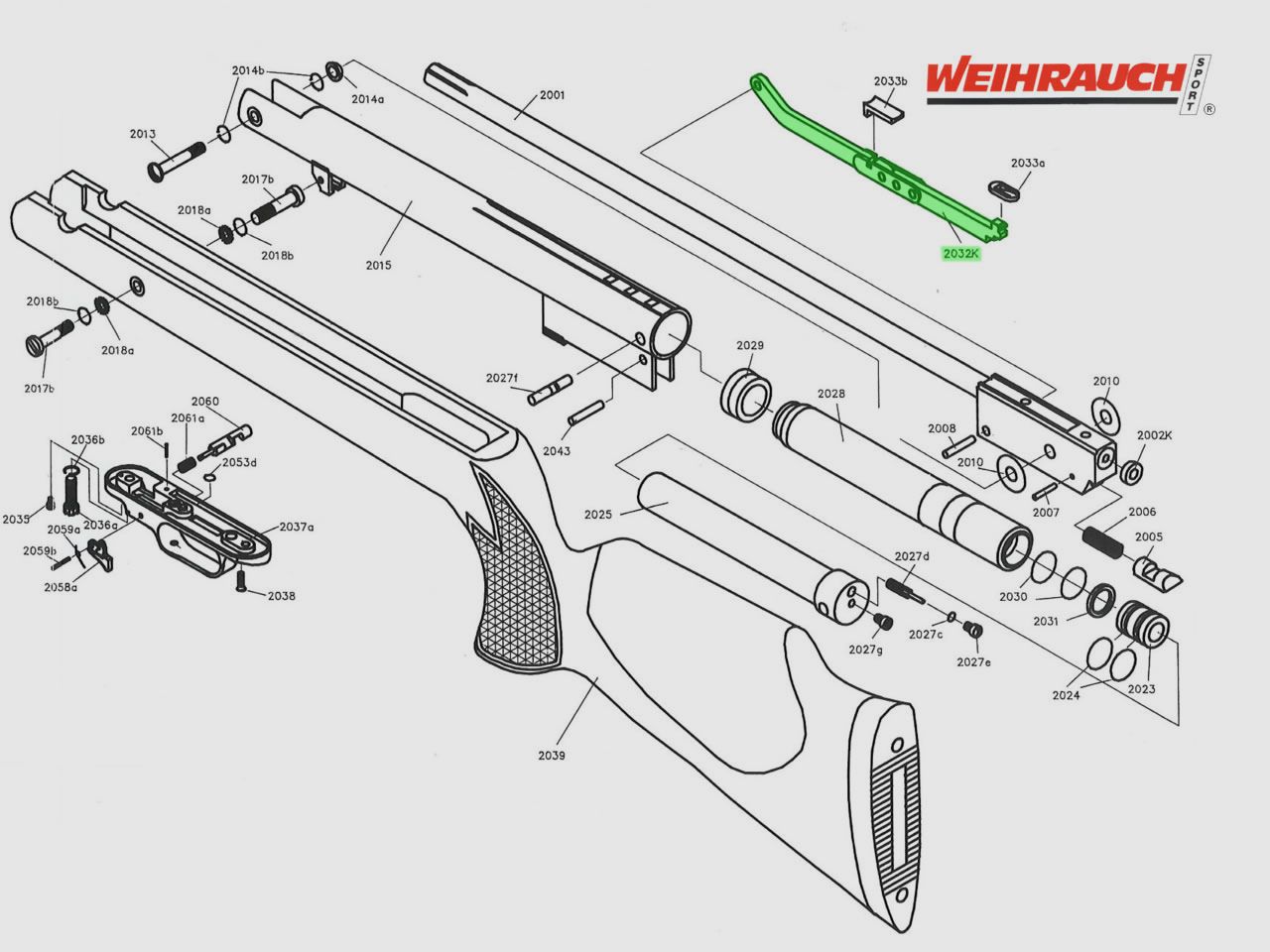 Spannhebel fĂĽr Luftgewehr Weihrauch HW 90, Ersatzreil