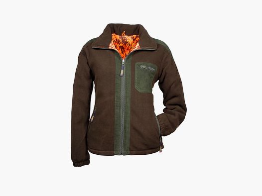 Ladies fleece reversible jacket - orange/green