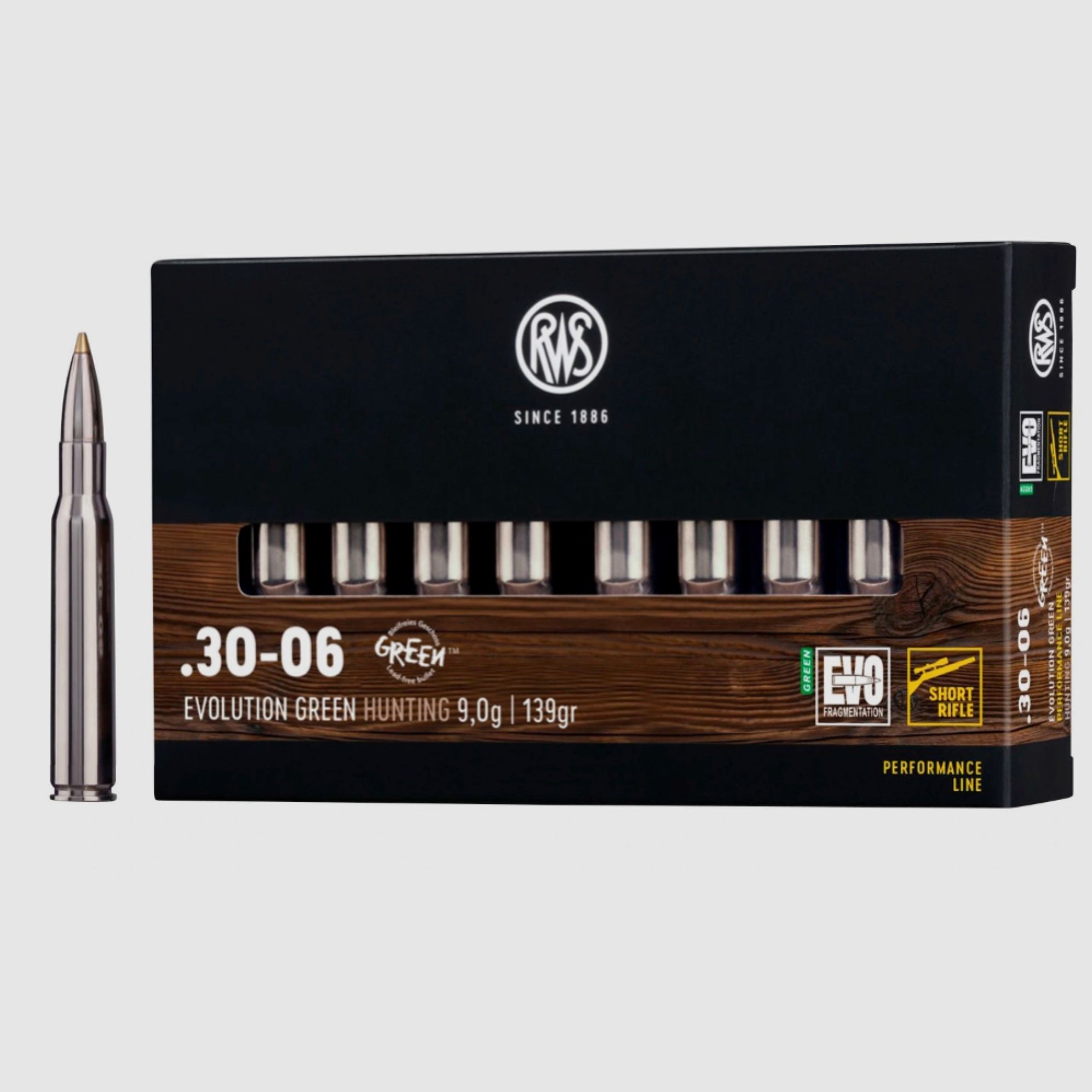 RWS 2411785 .30-06 Spr. Evo Green Short Rifle 9.0g 139grs. Lead-free rifle ammunition