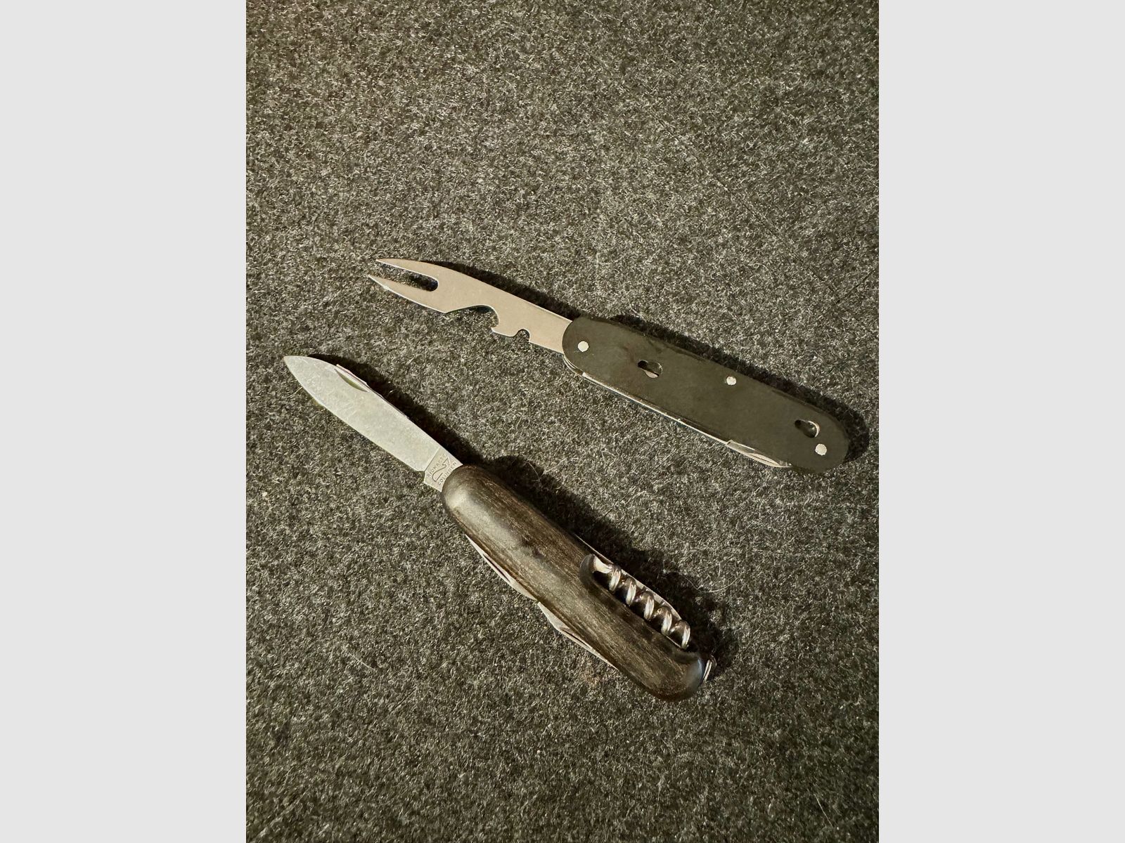 Richartz Solingen, Optima Picknick 7, Holzgriff, Messer und Gabel