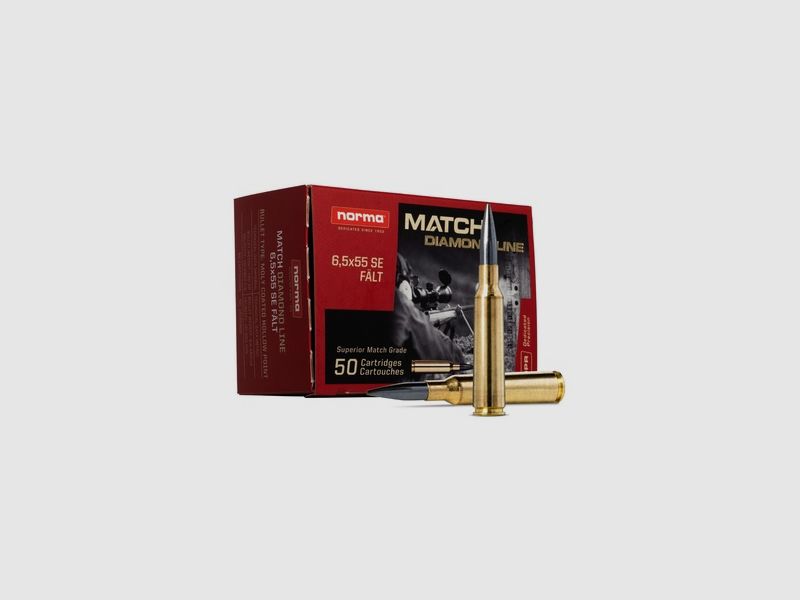 6.5×55 Norma Diamond Line Field 8.4g / 130grs.