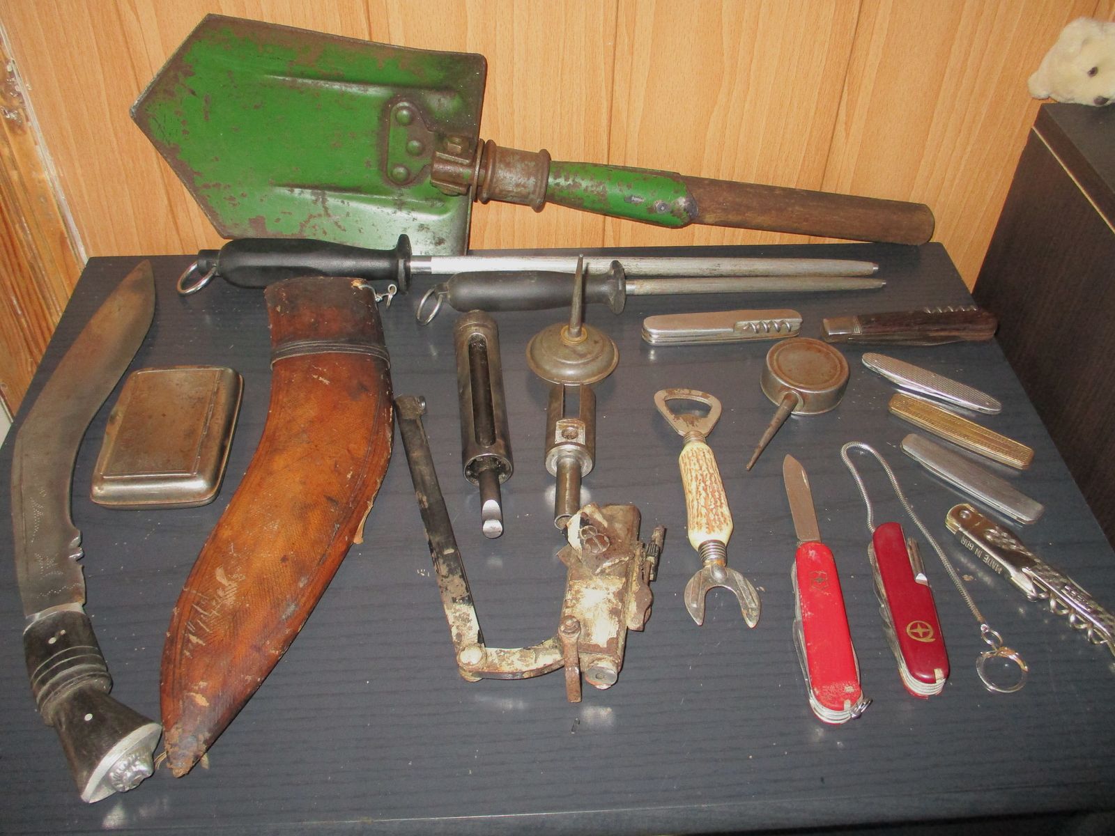 Haenel Suhl DDR Modell 303 części zamienne, scyzoryk, Solingen Wetzestein, łopata.....