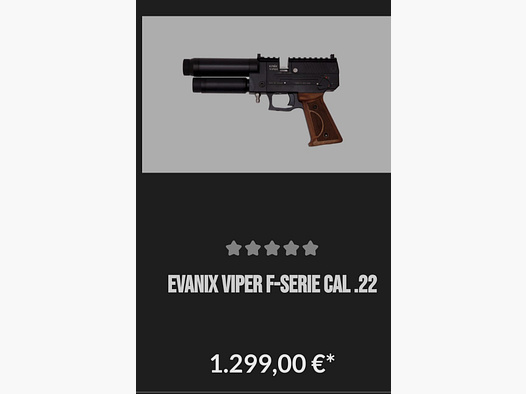 EVANIX VIPER F- SERIE CAL.22 / LUFTPISTOLE Neuwertig inkl . Vielen Zubehör"