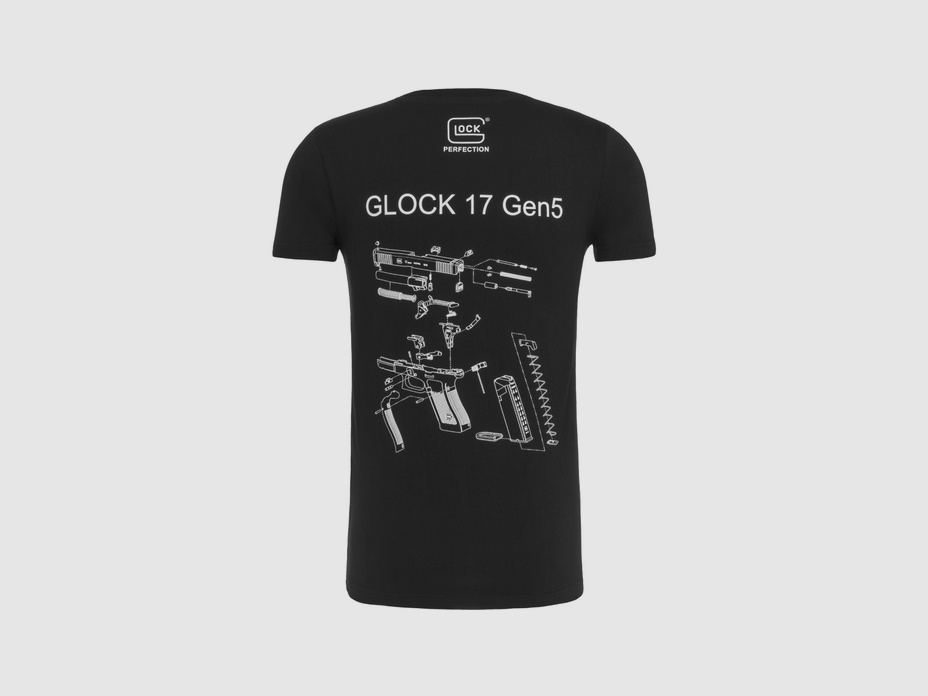 GLOCK T-Shirt „Engineering Gen5“ Herren kurzarm – Schwarz – Größe XL