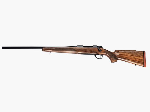 SAKO 90 HUNTER .375 H&H, leworęczny, czarny, długość lufy 24,5", gwint 12", spust S90, 4 naboje, olejowany drewniany łoże z bawarską poduszką, z przyrządami celowniczymi