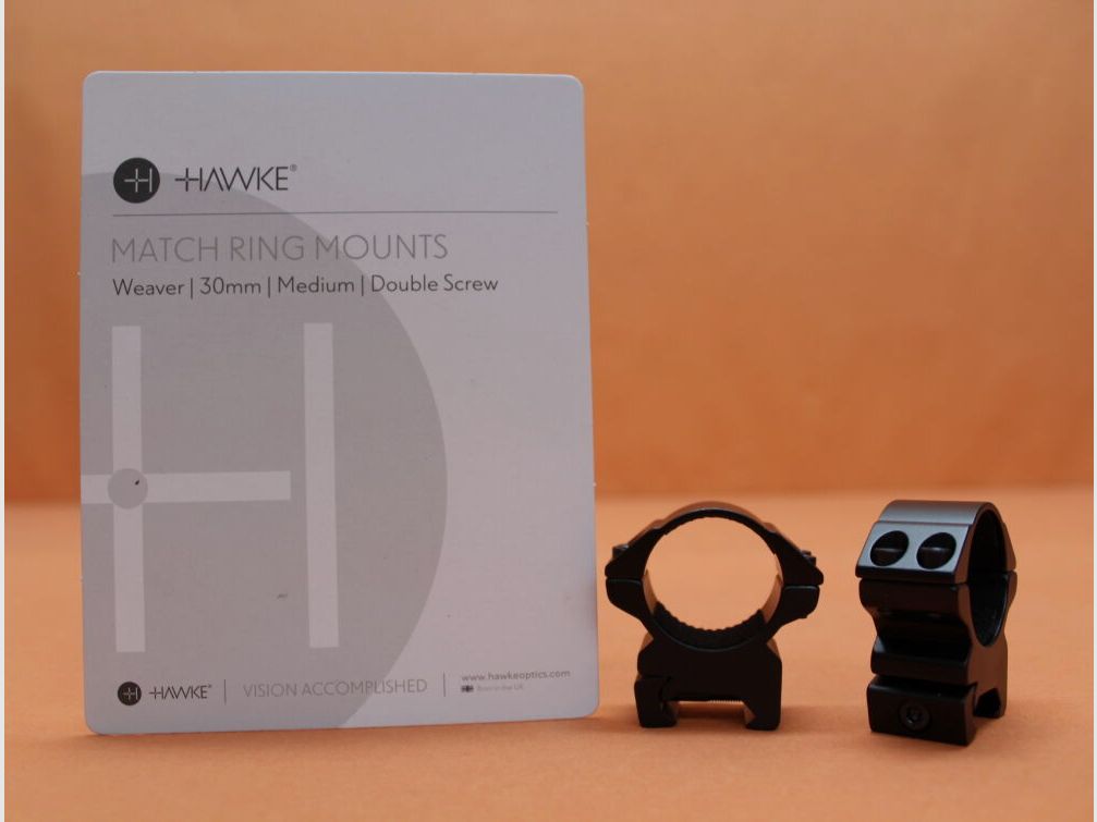 HAWKE HAWKE Montageringe Match 30mm medium (22116) BH=9mm Alu schwarz matt für Weaver-/ Picatinnyprofil