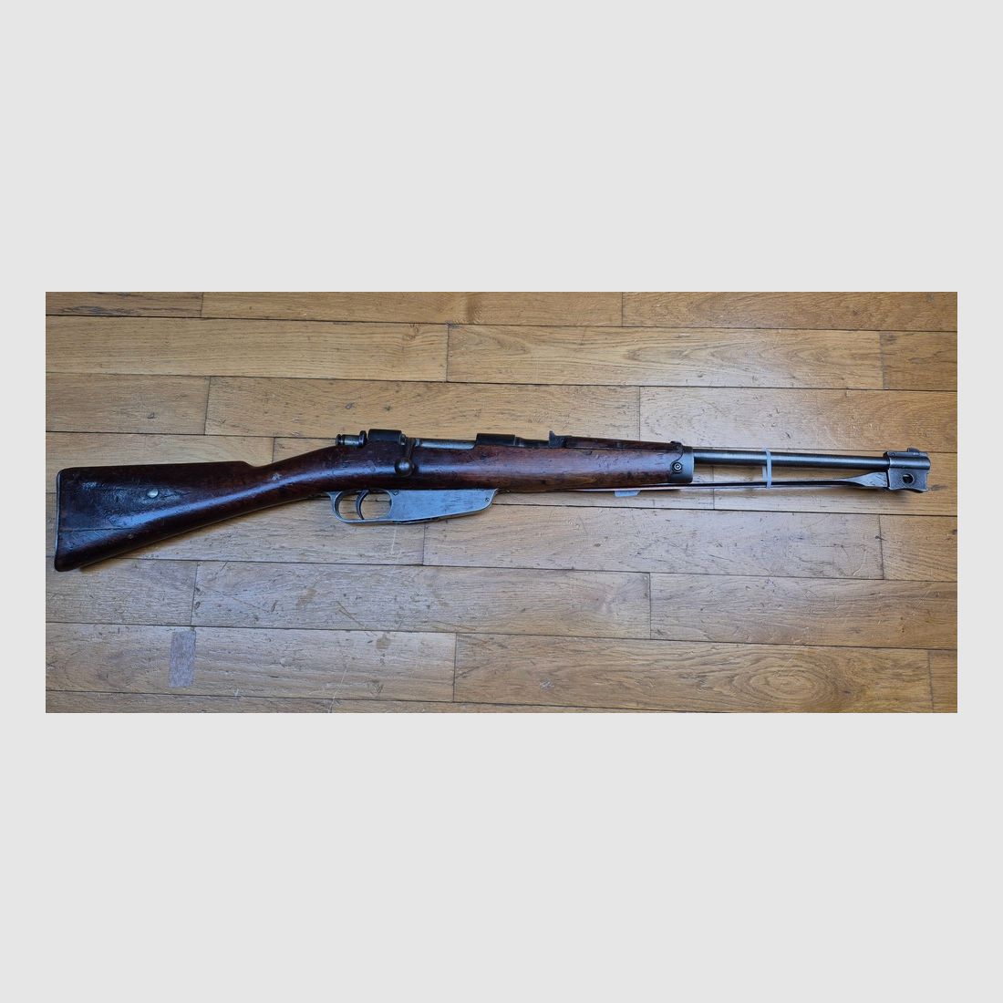 Cavalry Carbine 1891 or Moschetto da Cavalleria Carcano – Cal. 6.5×52 original – Integrated folding bayonet without its push button – Weapon adapted to model 1938 with fixed sight type Mod.1938 – Arsenal of Terni – Good barrel and mechanics – BE+, image 2 of 30
