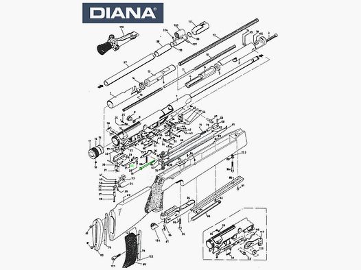 Vierkantschraube fĂĽr Luftgewehr Diana 75 75T01, Ersatzteil