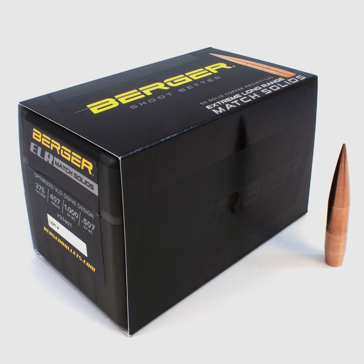 Berger Geschoss .375 ELR Match Solid Bullets 407GR 50 Stück
