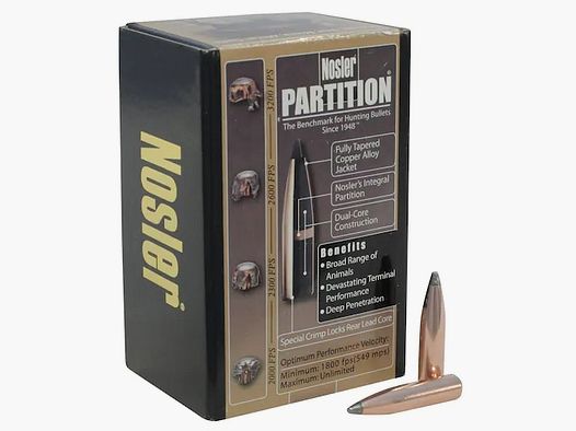 Proiettile Nosler Partition 6,5mm/.264 140GR appuntito 50 pezzi