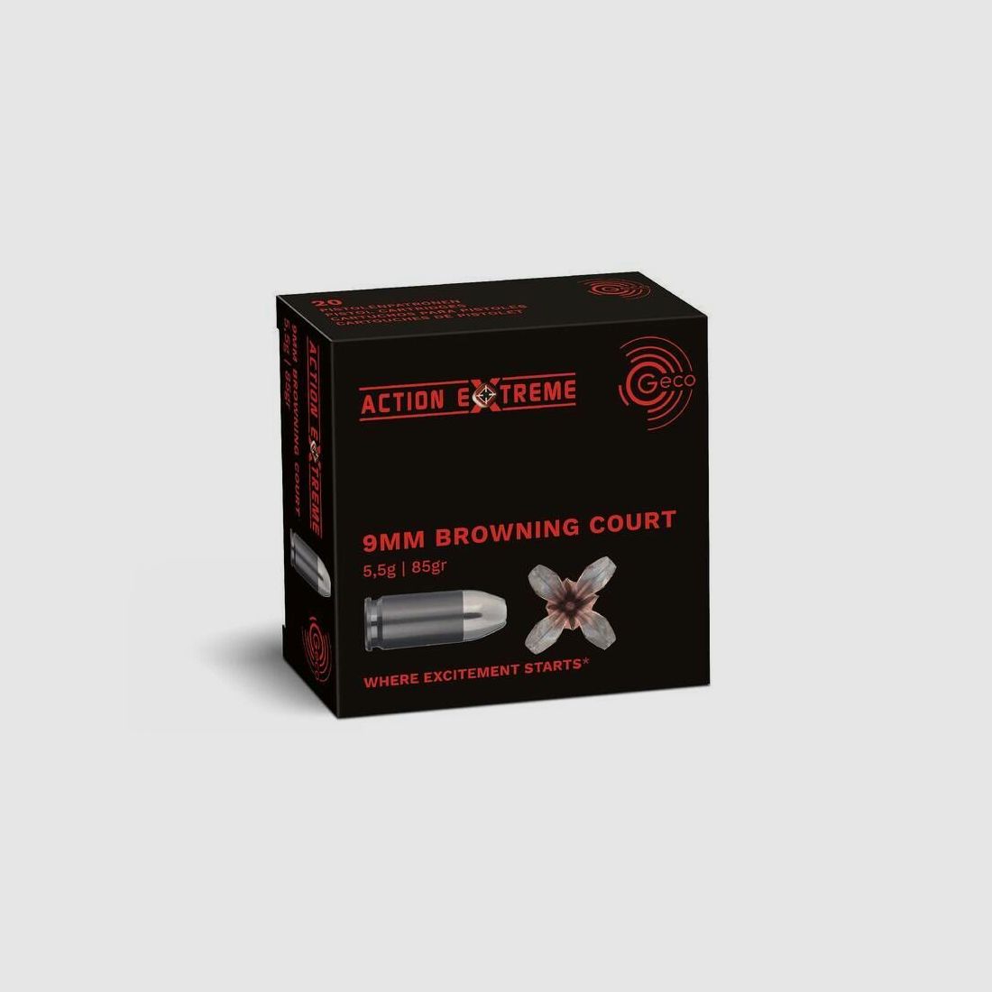 Geco Action 5,5g/85grs à20 9mm Browning Short