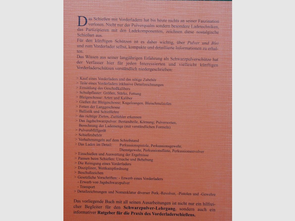 Buch: Das Schießen mit Perkussions-Vorderladern