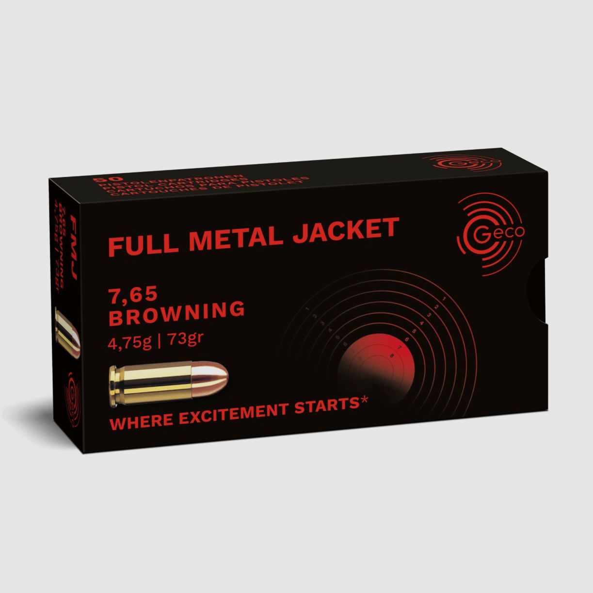 Geco Pistol Cartridges FMJ 7.65 Browning 4.7 g