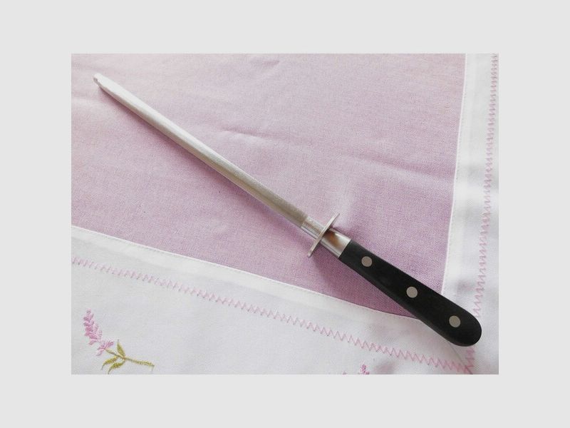 Erstklassig: Edelstahl-Wetzstahl für ,Messer Rostfrei, Hand-Fingerschutz, Länge 38 cm, NEU !
