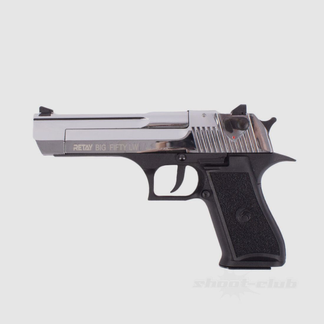 Retay	 Big Fifty LW Schreckschusspist 9mmP.A.K Hochglanz-Chromfinish