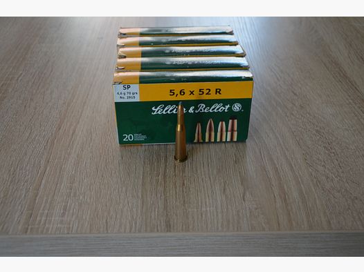 S&B Jagdmuntion Teilmantel Kaliber 5,6x52R 4,6Gramm Geschoß (87 Stück/Schuss)