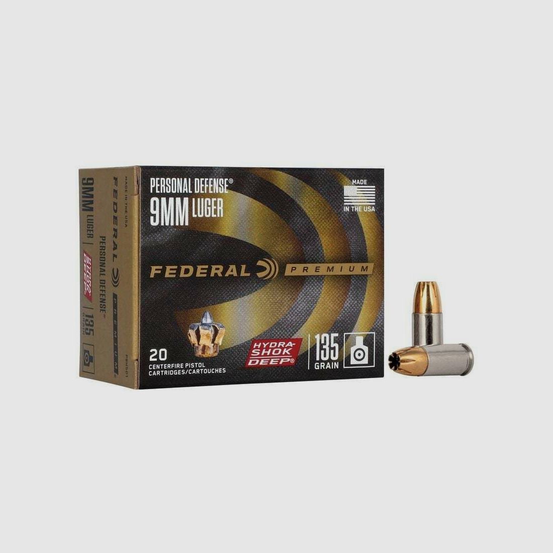 Federal Hydra-Shok JHP 8,7g/135grs à20 9mmLuger