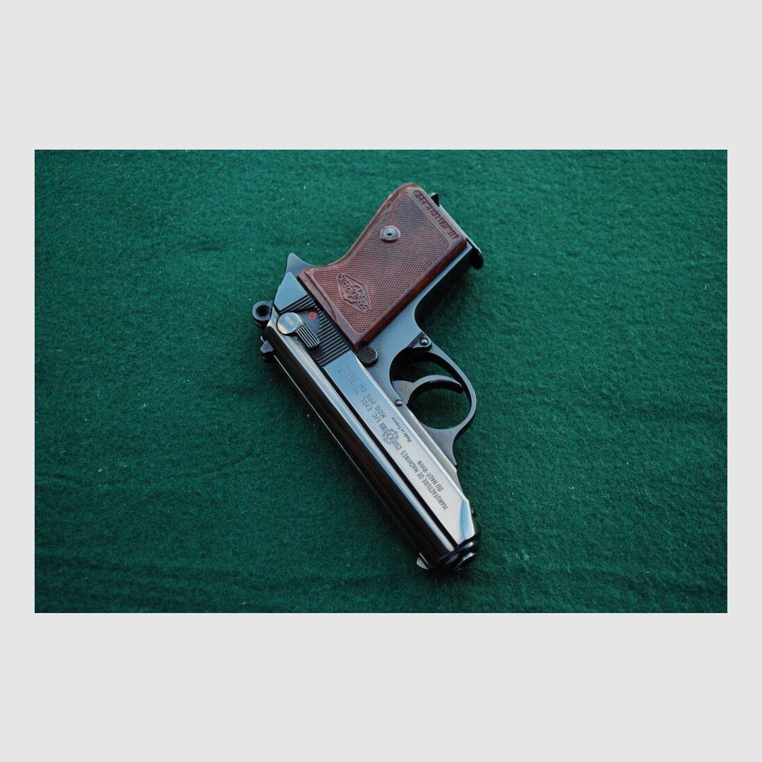 Walther PPK von Manuhrin, Stahlgriffstück, OVP mit Schussbild