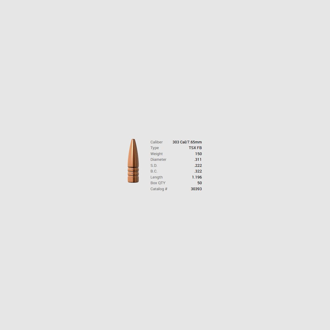 Barnes Geschoss .303/.311 150GR TSX FB 50 Stück