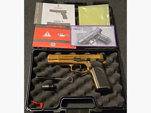 Browning GPDA 9 Schreckschuss / Gaspistole 24 Karat Vergoldet 