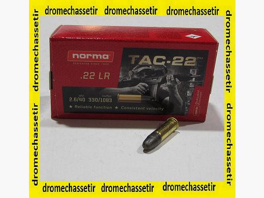 Box mit 50 Patronen .22lr Norma TAC-22 LRN Bleigeschosse 40 Grain