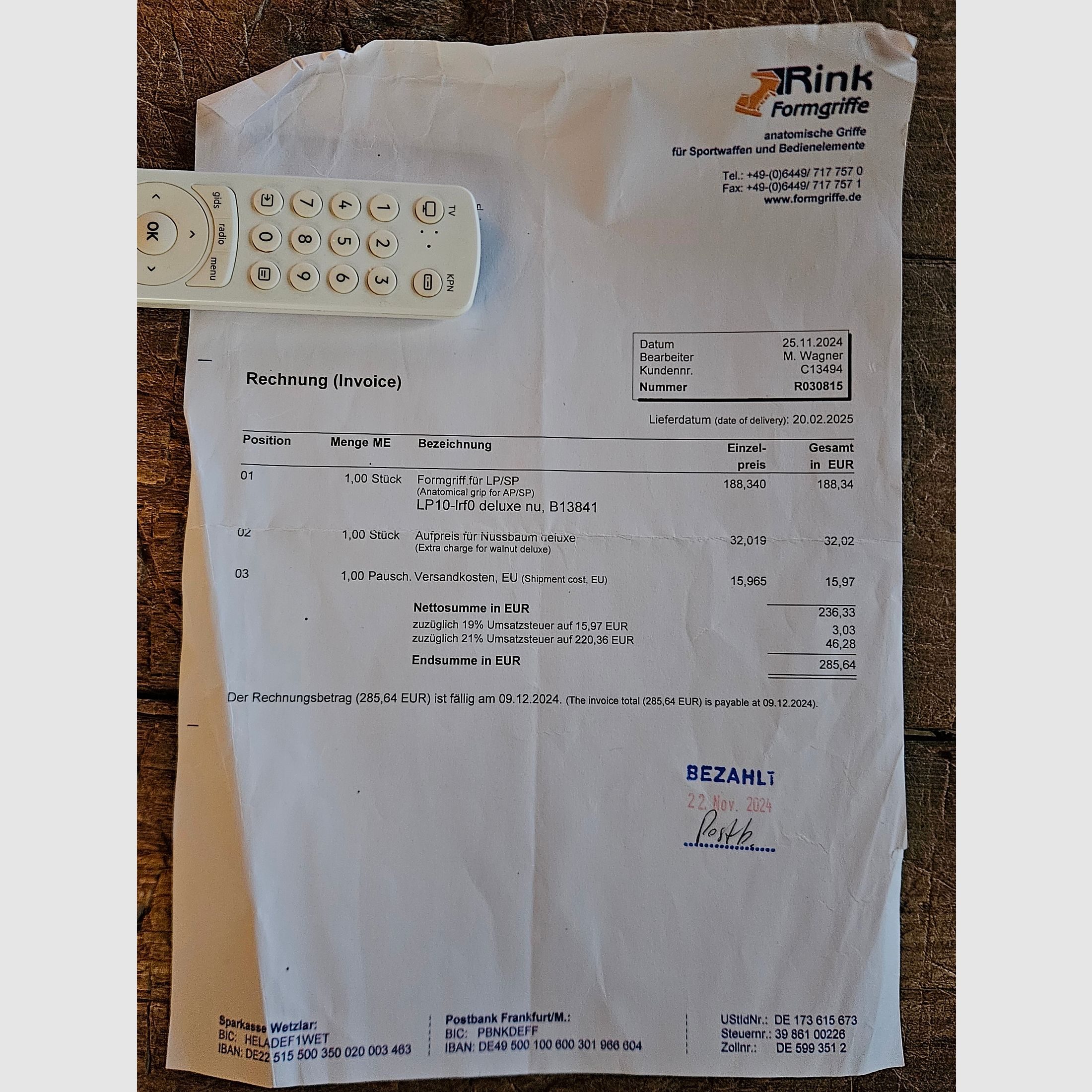 Rink grip Steyr LP1, LP2, LP10, EVO10