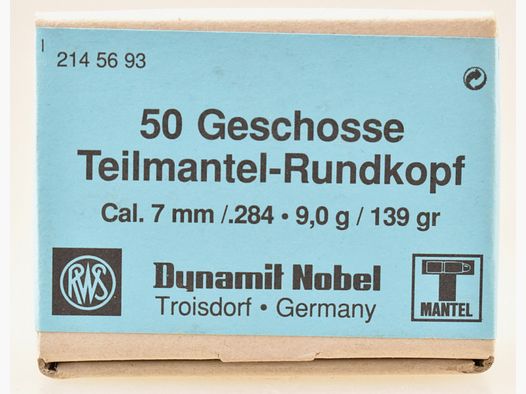 50 RWS Geschosse .284 - 139gr. Teilmantel # 2145693