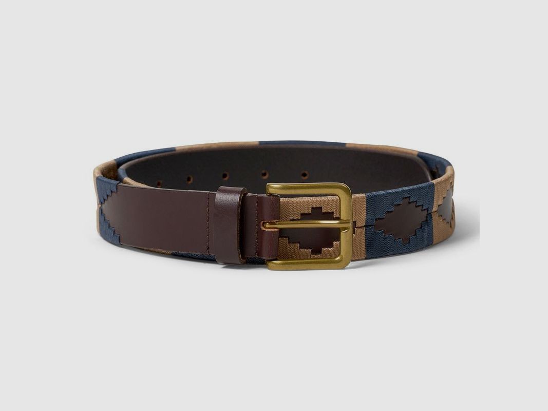 Jager unisex polo riem Monty blauw beige - Lengte: 115 cm