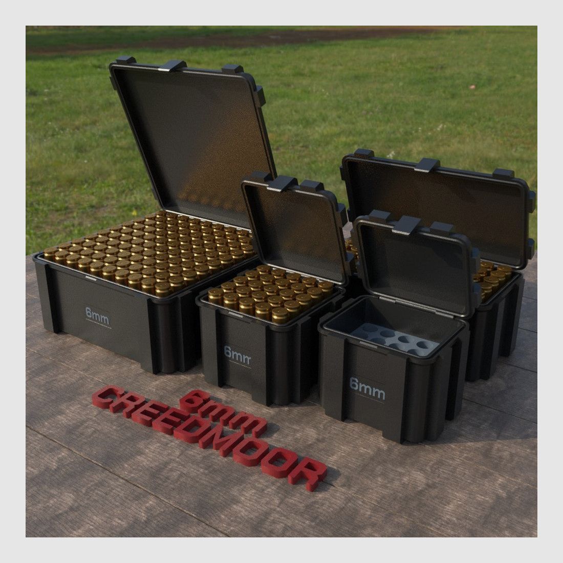 Filamelt ammunition box / 6mm Creedmoor / 'flip lid' / cartridge box, ammo box