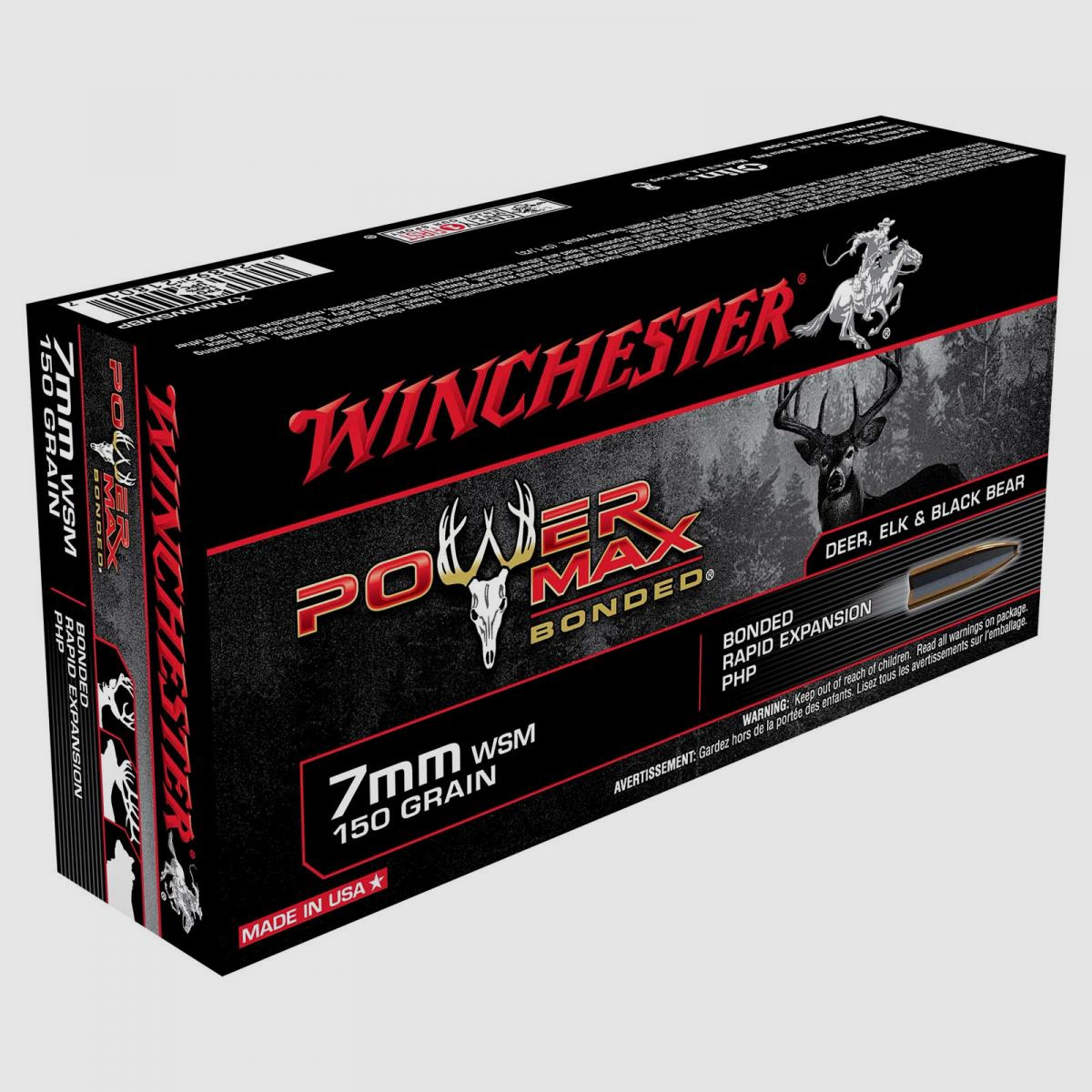 Winchester Power Max Bonded 7mm WSM 150GR Bonded Rapid Expansion PHP 20 cartuchos