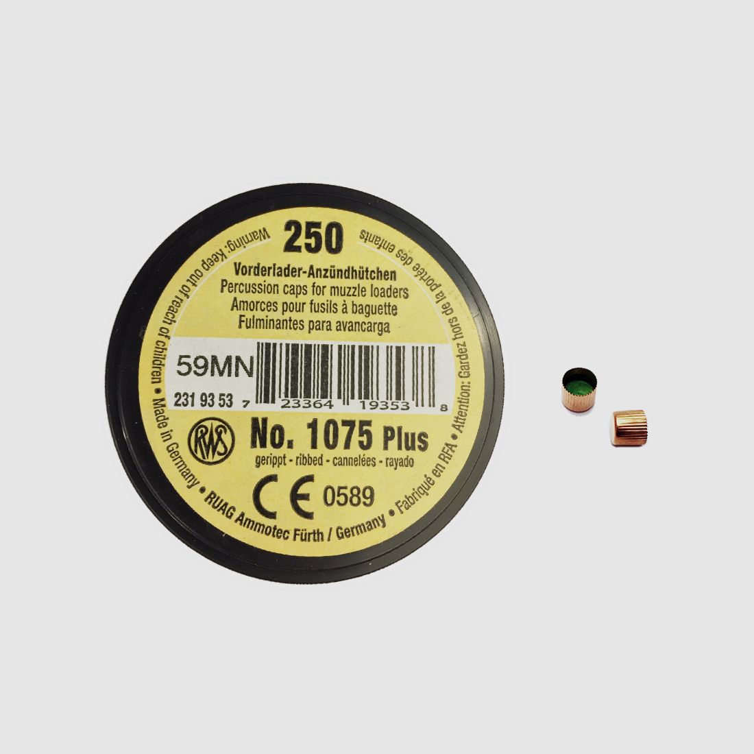 RWS 1075 Plus Perkusions Zündhütchen 250 Stück