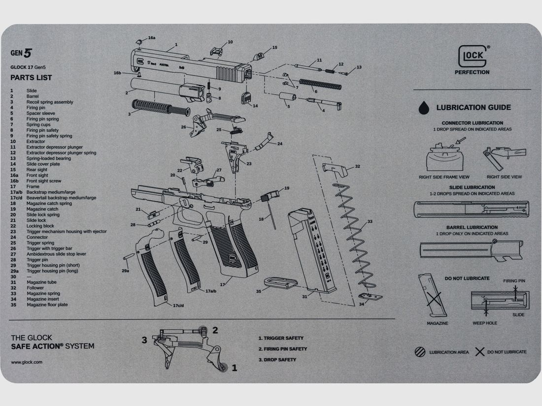 Glock Underlay & Cleaning Mat Gen5 - Gray - 425×277 mm