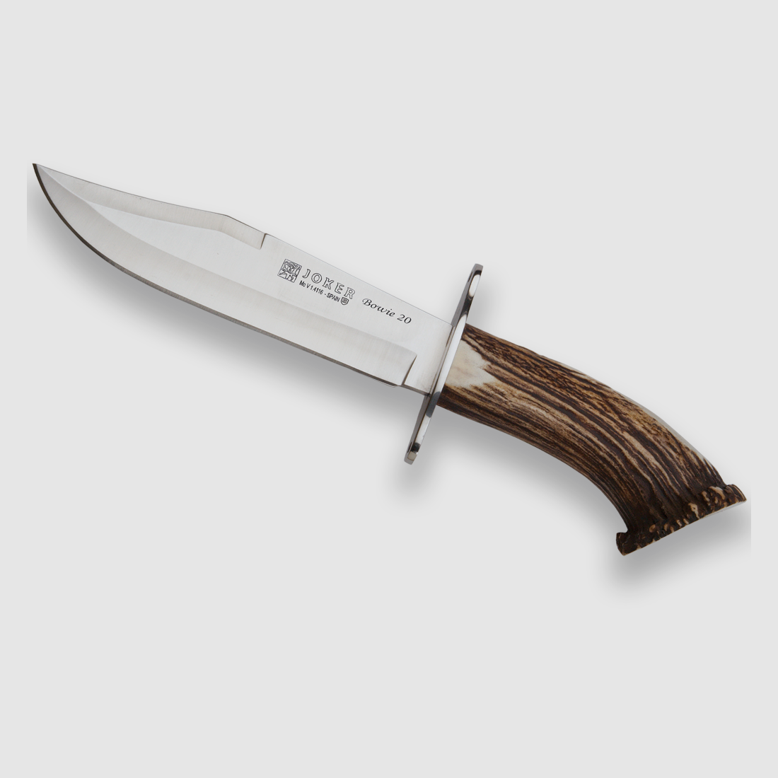 Joker Jacht Bowie Mes met Hertenhoorn Handvat en 20 cm Lemmet.