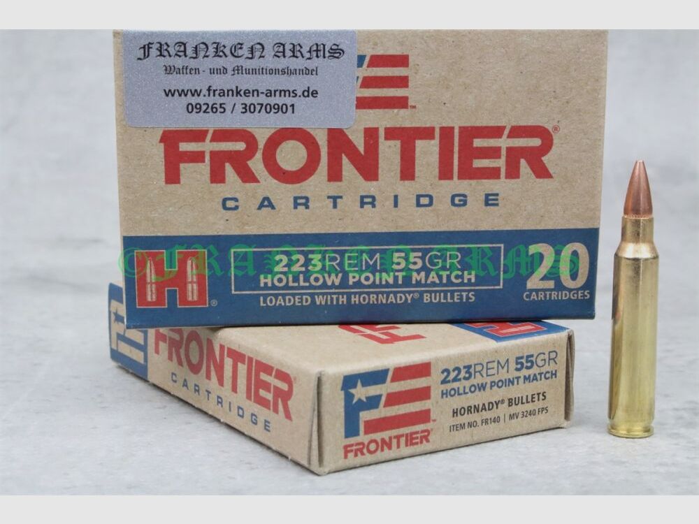 Hornady Frontier HP Match .223 Rem. 55gr. 3,6g 20 Stück Staffelpreise