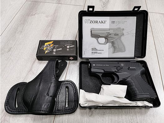 Zoraki 906 Schreckschuss Pistole 9mm Schwarz-Chrom Set Angebot. Neuware!!