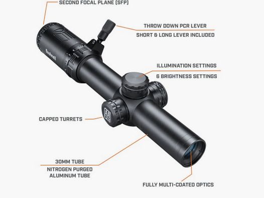 BUSHNELL AR71824I 1-8 X 24MM AR OPTICS III ILL. BTR-1  30MM