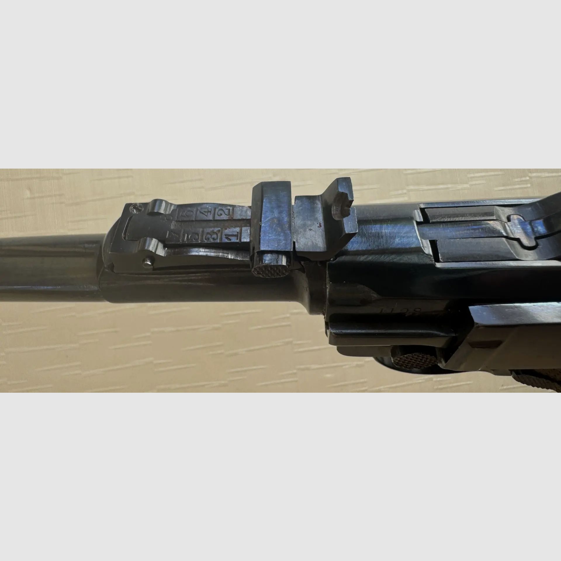 DWM P08 Artillerie – Lange Pistole 08 Modell 1915 mit Anschlagschaft