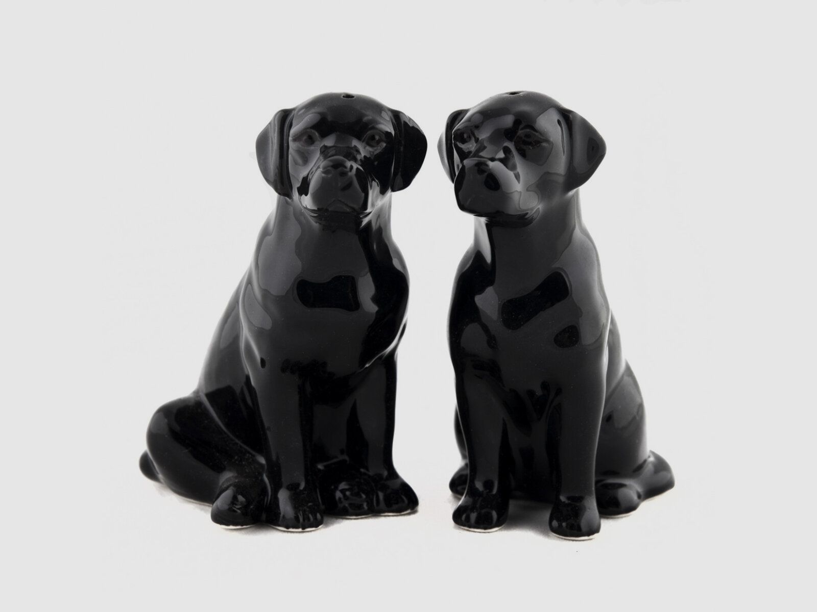 Lovergreen Porzellan Motiv schwarzer Labrador Salz- und Pfefferstreuer
