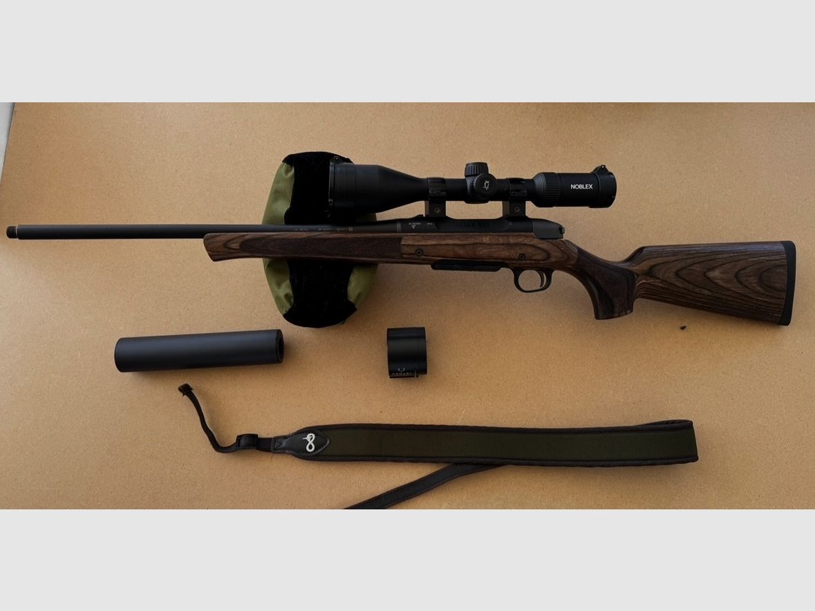 Jaeger NXT - Haenel - .308 inkl Optik (Noblex NZ6, 3-18x56) & Schalldämpfer (Jaki) & Gewehrriemen
