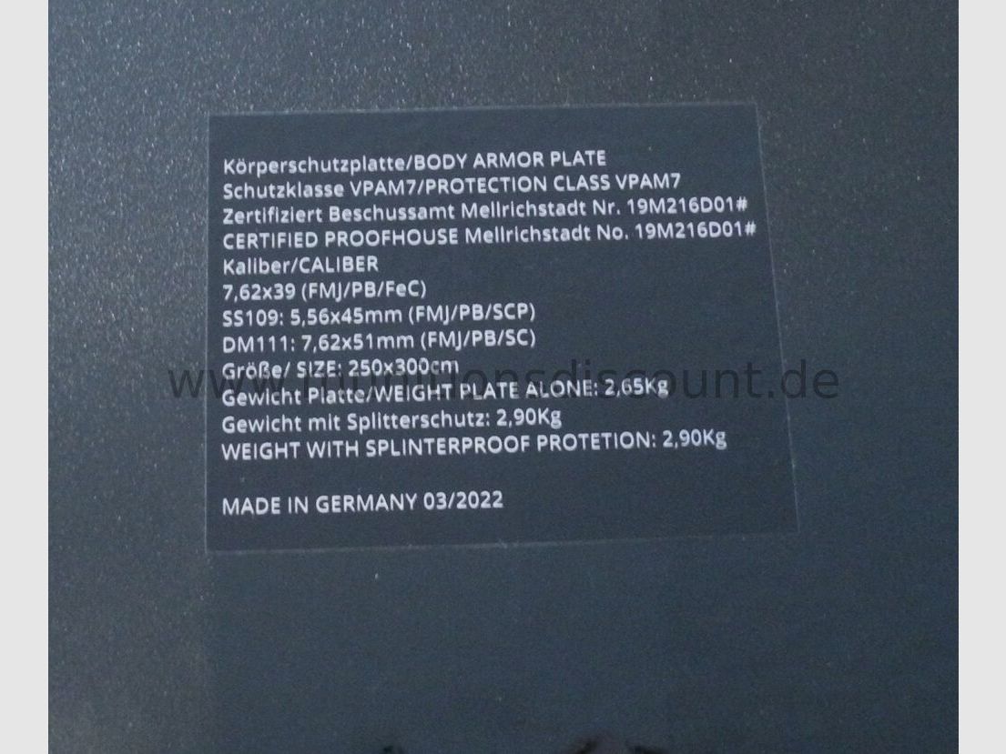 Platten "made in Germany" Schutzklasse (neu) VPAM 7