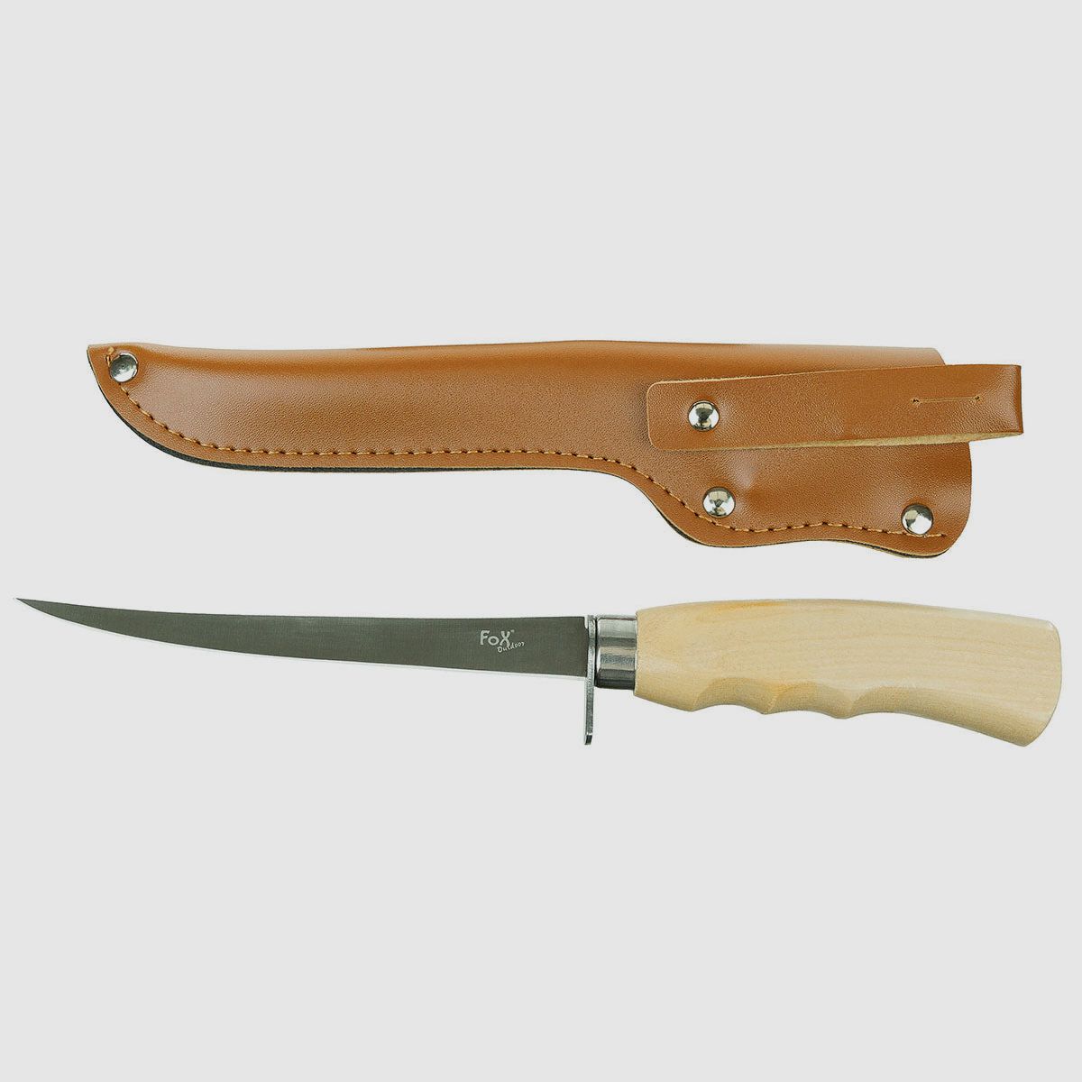 Filleting knife, "Classic", birch wood handle, sheath