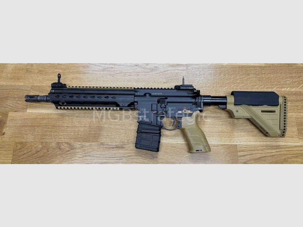 Heckler & Koch MR223 A3 Slim-Line 11" Lauf - halbautom. Büchse .223Rem MGBs Sondermodell black/RAL Edition inkl. Schalldämpfer B&T AG Print X RBS I Compact QDN 223 FDE - flow through - zivile Version HK416 / G95K / G38 G95A1 / G95KA1 / mit Upgrades
