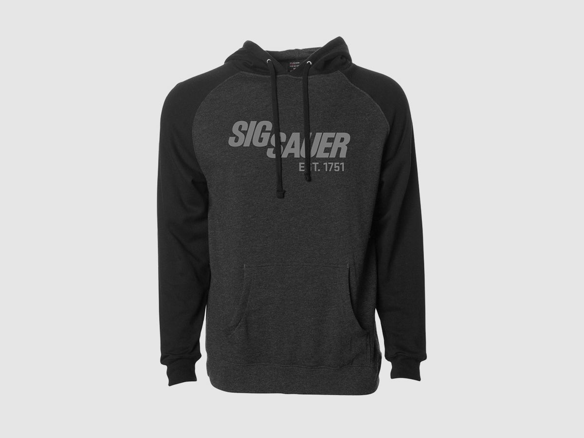 SIG SAUER Raglan Pullover mit Kaputze - Hoodie Grau/Schwarz