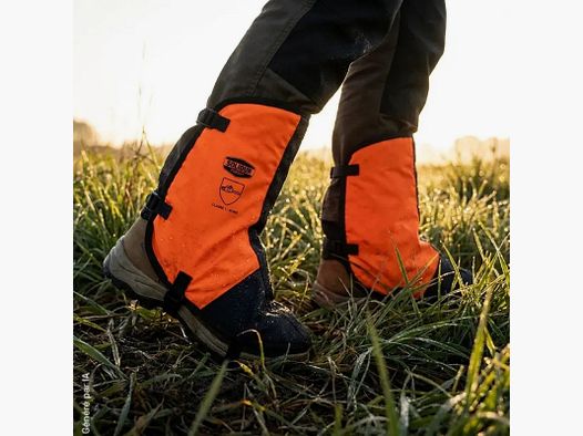 Solidur Gamaschen orange Kettensäge Klasse 1 mit drei Riemen