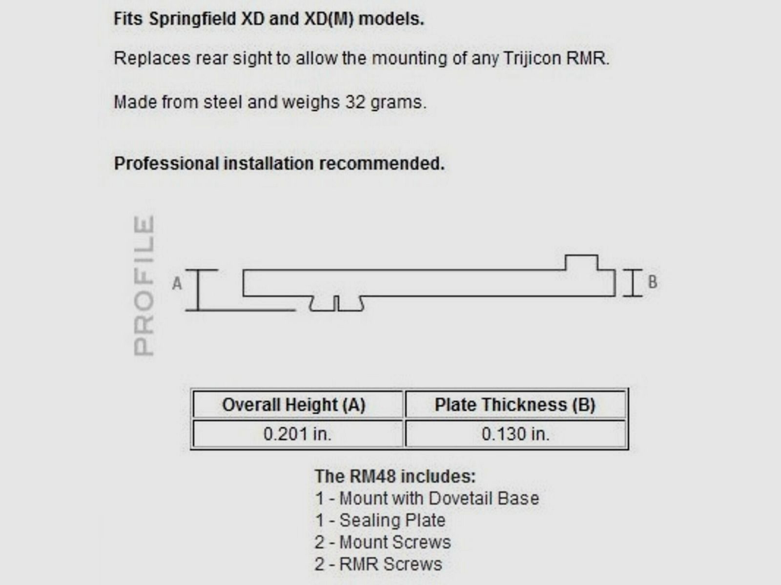 Trijicon RMR/SRO Mount Springfield XD