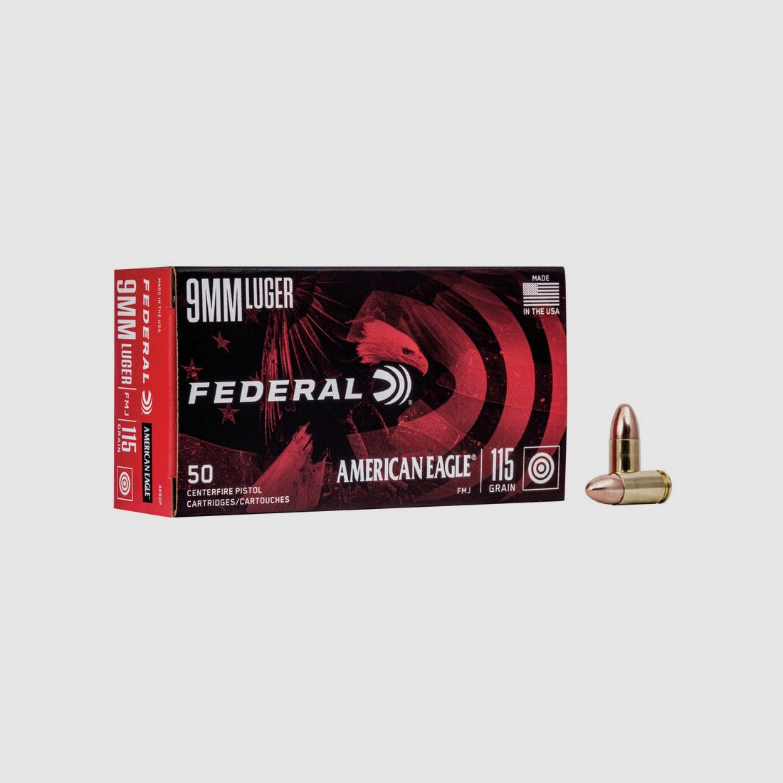 Federal American Eagle 9mm Luger 115GR FMJ 50 cartucce
