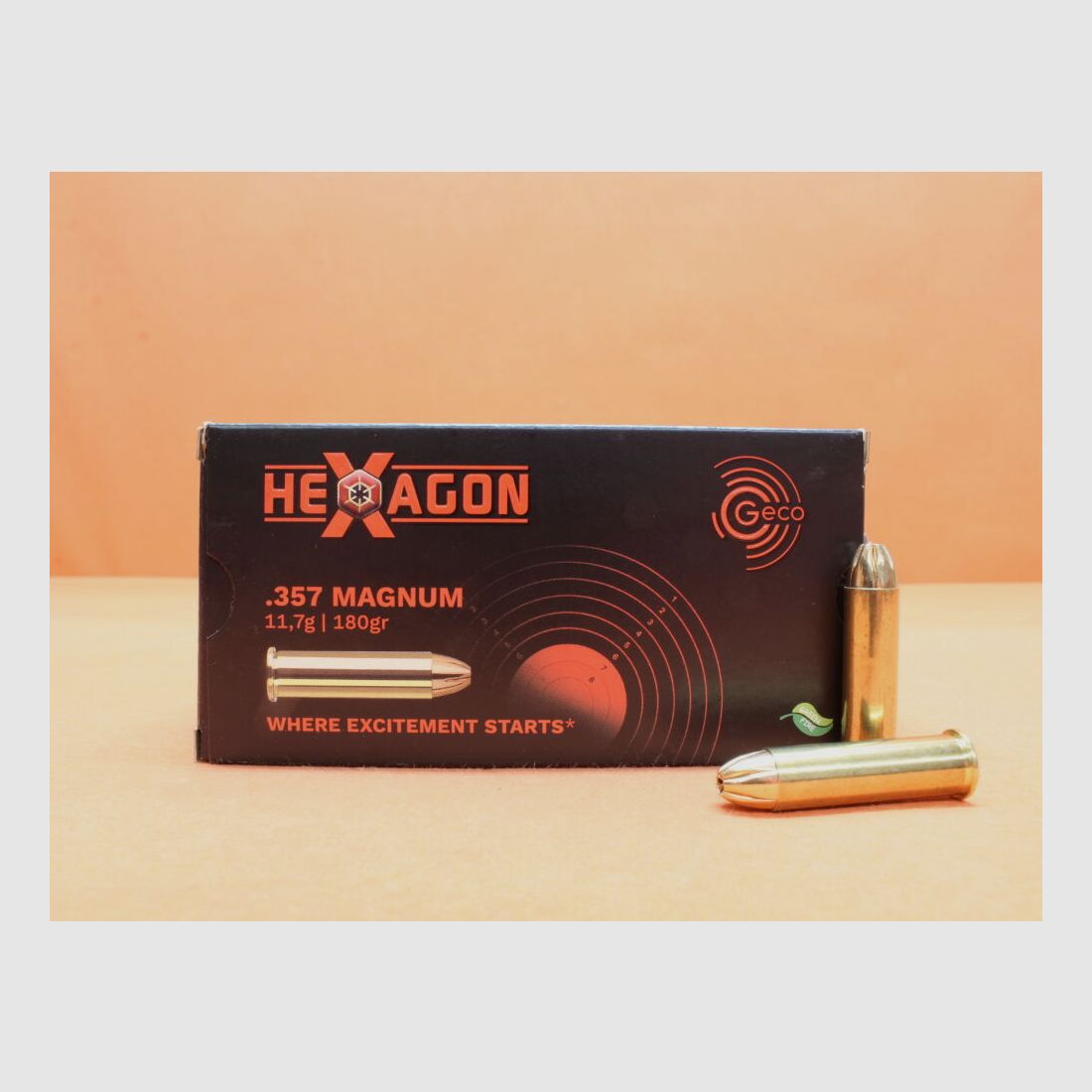 GECO Patrone .357Mag GECO 180grs HEXAGON (2319117) VE 50 Patronen (SuperClean-Schadstoffarm)/ 11,7g Hohlspitz-Scheibengeschoß