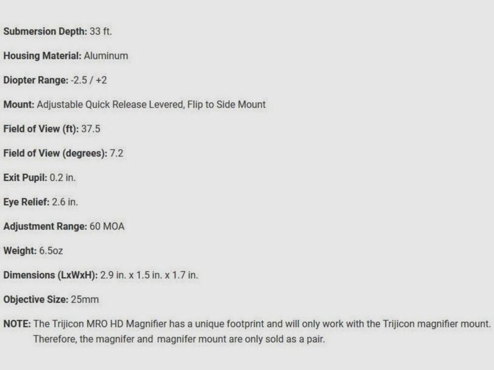 Trijicon MRO HD Magnifier 3x25mm Black